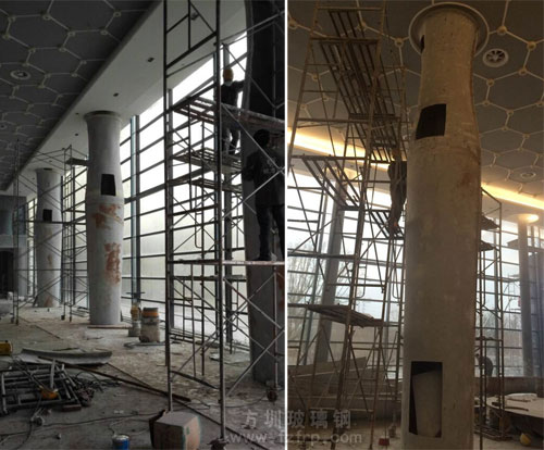 重慶房地產售樓部玻璃鋼異形建筑造型柱裝飾工程