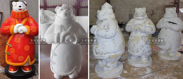 卡通熊玻璃鋼雕塑在方圳工廠生產圖