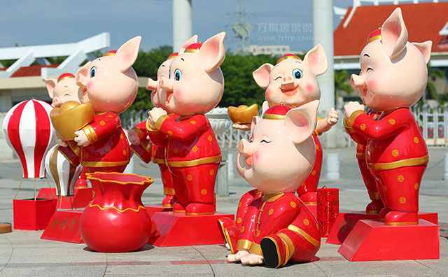 玻璃鋼卡通新年豬雕塑 玻璃鋼卡通新年豬雕塑