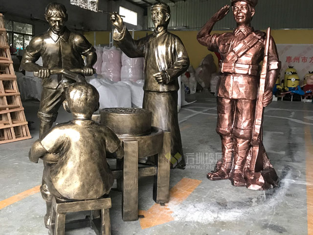 梅州玻璃鋼仿銅人物雕塑寫(xiě)字裝飾墻面文化氛圍
